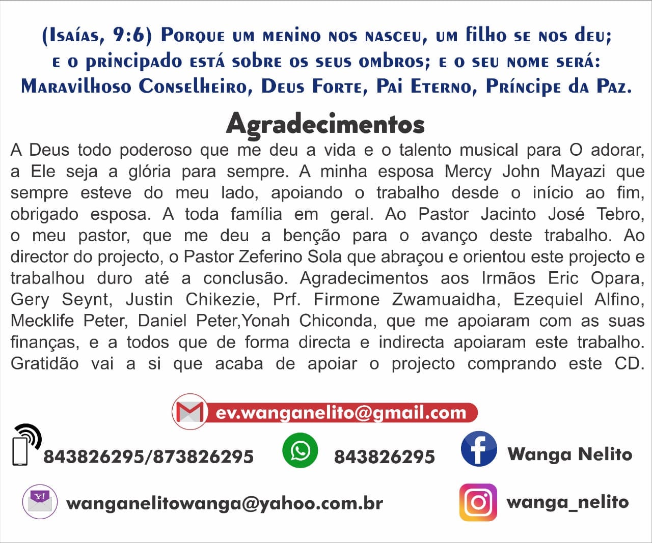 EMMANUEL – álbum musical de Wanga - Imagem 3